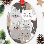 Cute Cats Seamless Pattern Oval Ornament (Two Sides)