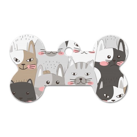 Cute Cats Seamless Pattern Dog Tag Bone (One Side) from ArtsNow.com Front