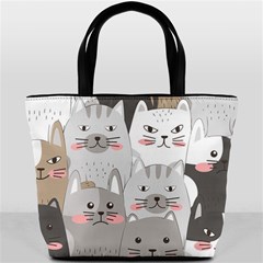 Cute Cats Seamless Pattern Bucket Bag from ArtsNow.com Back