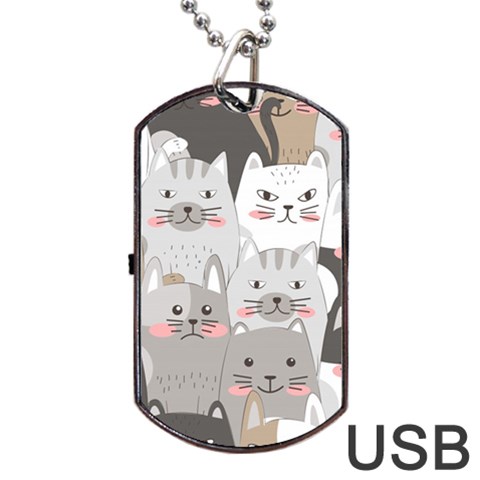 Cute Cats Seamless Pattern Dog Tag USB Flash (Two Sides) from ArtsNow.com Front