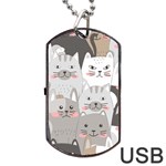 Cute Cats Seamless Pattern Dog Tag USB Flash (Two Sides)