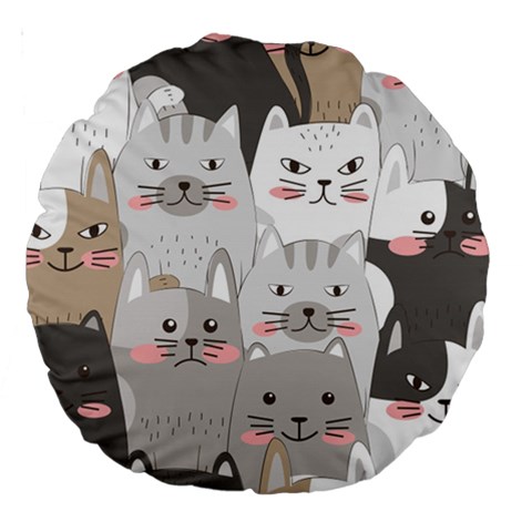 Cute Cats Seamless Pattern Large 18  Premium Round Cushions from ArtsNow.com Front
