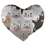 Cute Cats Seamless Pattern Large 19  Premium Heart Shape Cushions