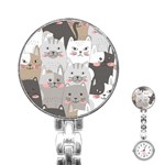 Cute Cats Seamless Pattern Stainless Steel Nurses Watch