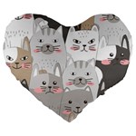 Cute Cats Seamless Pattern Large 19  Premium Flano Heart Shape Cushions