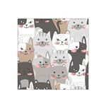 Cute Cats Seamless Pattern Satin Bandana Scarf 22  x 22 