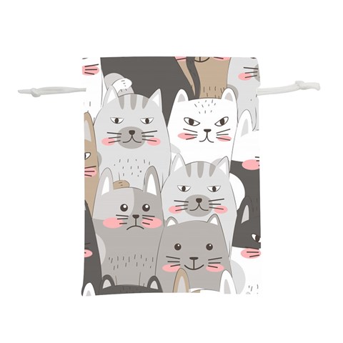 Cute Cats Seamless Pattern Lightweight Drawstring Pouch (M) from ArtsNow.com Front