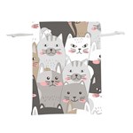 Cute Cats Seamless Pattern Lightweight Drawstring Pouch (L)