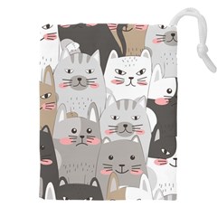 Cute Cats Seamless Pattern Drawstring Pouch (4XL) from ArtsNow.com Front