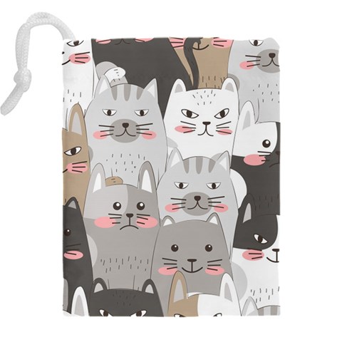 Cute Cats Seamless Pattern Drawstring Pouch (4XL) from ArtsNow.com Back