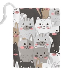 Cute Cats Seamless Pattern Drawstring Pouch (4XL) from ArtsNow.com Back