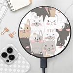 Cute Cats Seamless Pattern Wireless Fast Charger(Black)