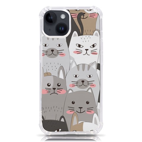 Cute Cats Seamless Pattern iPhone 14 TPU UV Print Case from ArtsNow.com Front