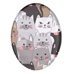 Cute Cats Seamless Pattern Oval Glass Fridge Magnet (4 pack)