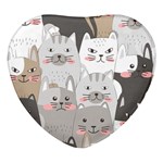 Cute Cats Seamless Pattern Heart Glass Fridge Magnet (4 pack)