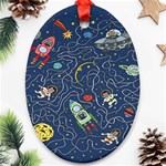 Cat-cosmos-cosmonaut-rocket Ornament (Oval)