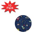 Cat-cosmos-cosmonaut-rocket 1  Mini Buttons (10 pack) 