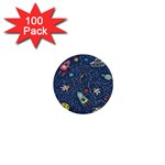 Cat-cosmos-cosmonaut-rocket 1  Mini Buttons (100 pack) 