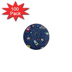 Cat-cosmos-cosmonaut-rocket 1  Mini Magnets (100 pack) 