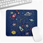 Cat-cosmos-cosmonaut-rocket Large Mousepad