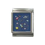 Cat-cosmos-cosmonaut-rocket Italian Charm (13mm)