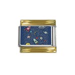 Cat-cosmos-cosmonaut-rocket Gold Trim Italian Charm (9mm)