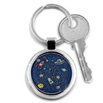 Cat-cosmos-cosmonaut-rocket Key Chain (Round)