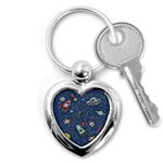 Cat-cosmos-cosmonaut-rocket Key Chain (Heart)