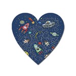 Cat-cosmos-cosmonaut-rocket Heart Magnet