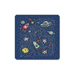 Cat-cosmos-cosmonaut-rocket Square Magnet