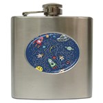 Cat-cosmos-cosmonaut-rocket Hip Flask (6 oz)