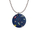 Cat-cosmos-cosmonaut-rocket 1  Button Necklace