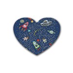 Cat-cosmos-cosmonaut-rocket Rubber Coaster (Heart)