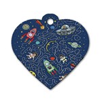 Cat-cosmos-cosmonaut-rocket Dog Tag Heart (Two Sides)