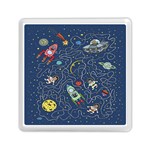 Cat-cosmos-cosmonaut-rocket Memory Card Reader (Square)