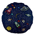 Cat-cosmos-cosmonaut-rocket Large 18  Premium Round Cushions