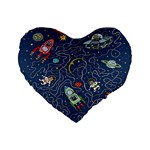 Cat-cosmos-cosmonaut-rocket Standard 16  Premium Heart Shape Cushions