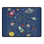 Cat-cosmos-cosmonaut-rocket Two Sides Fleece Blanket (Small)