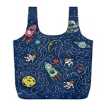 Cat-cosmos-cosmonaut-rocket Full Print Recycle Bag (L)