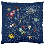 Cat-cosmos-cosmonaut-rocket Large Premium Plush Fleece Cushion Case (One Side)