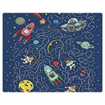 Cat-cosmos-cosmonaut-rocket Premium Plush Fleece Blanket (Medium)