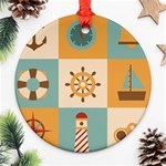 Nautical-elements-collection Round Ornament (Two Sides)