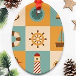 Nautical-elements-collection Oval Ornament (Two Sides)