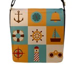 Nautical-elements-collection Flap Closure Messenger Bag (L)