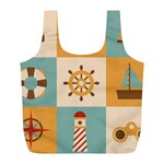 Nautical-elements-collection Full Print Recycle Bag (L)