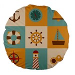 Nautical-elements-collection Large 18  Premium Flano Round Cushions