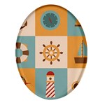 Nautical-elements-collection Oval Glass Fridge Magnet (4 pack)