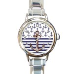 Anchor-background-design Round Italian Charm Watch