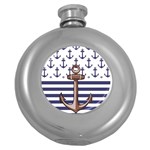 Anchor-background-design Round Hip Flask (5 oz)