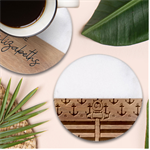 Anchor-background-design Classic Marble Wood Coaster (Round) 